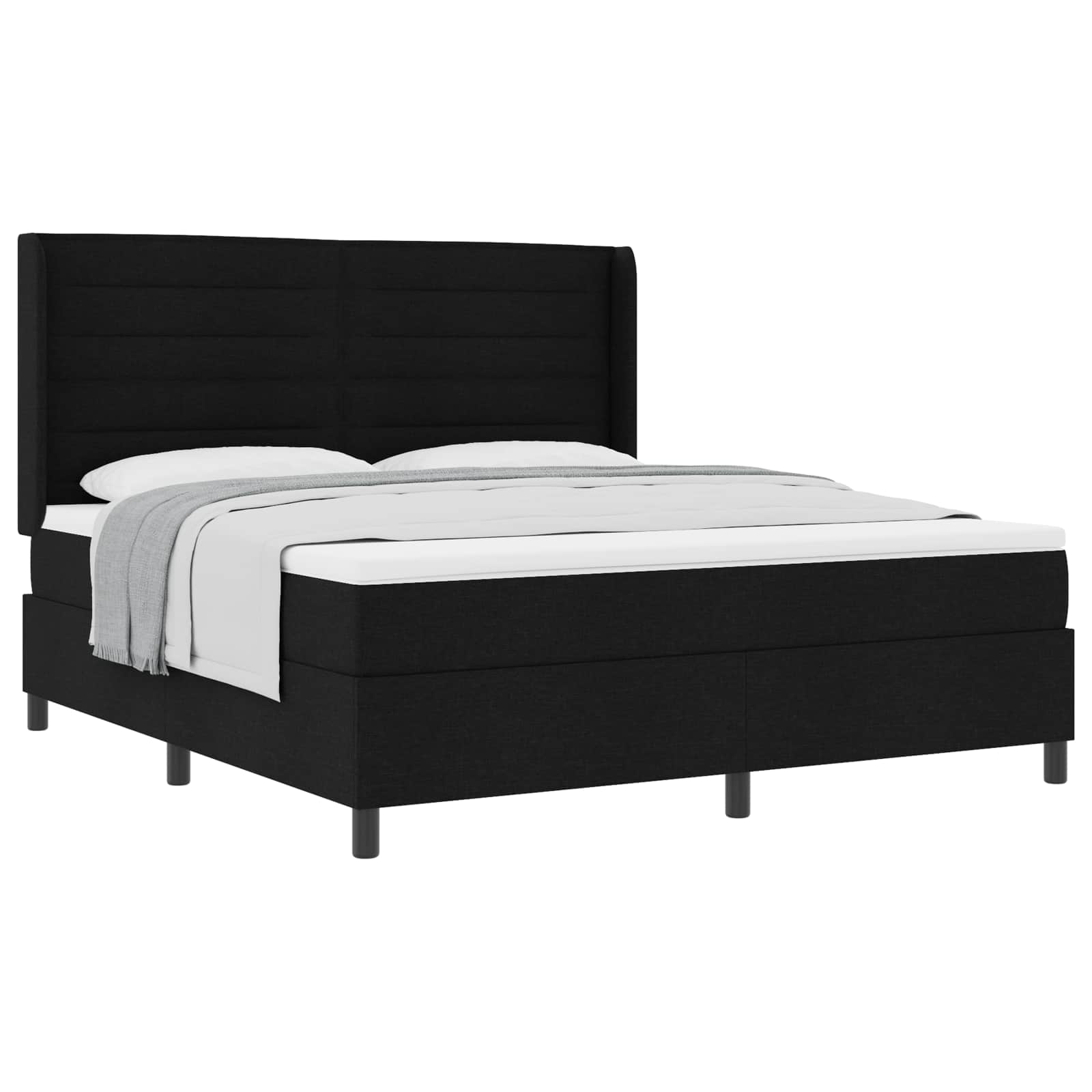 vidaXL Łóżko sprężynowe z materacem Czarny 200 x 180 cm tkanina
