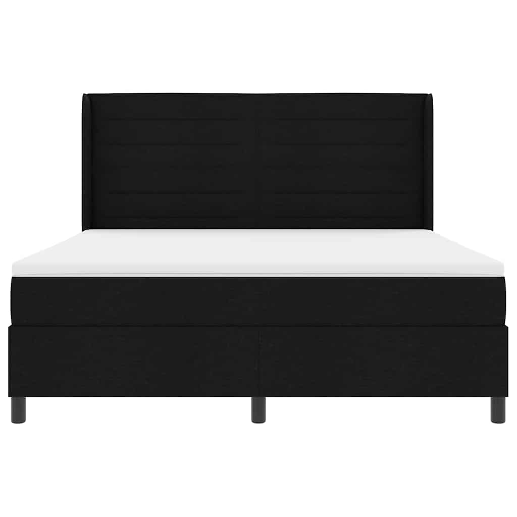 vidaXL Łóżko sprężynowe z materacem Czarny 200 x 180 cm tkanina