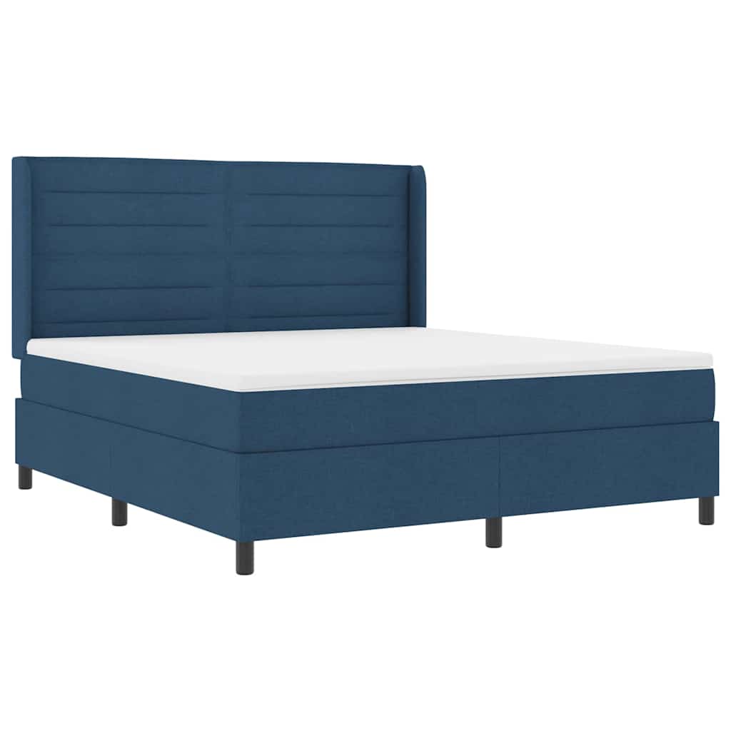 vidaXL Łóżko sprężynowe z materacem Niebieski 200 x 180 cm tkanina