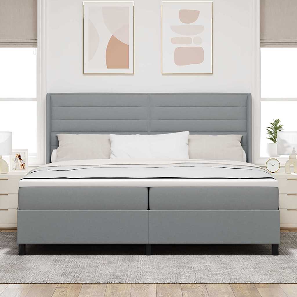 vidaXL Łóżko sprężynowe z poduszką Jasnoszary 200 x 200 cm tkanina
