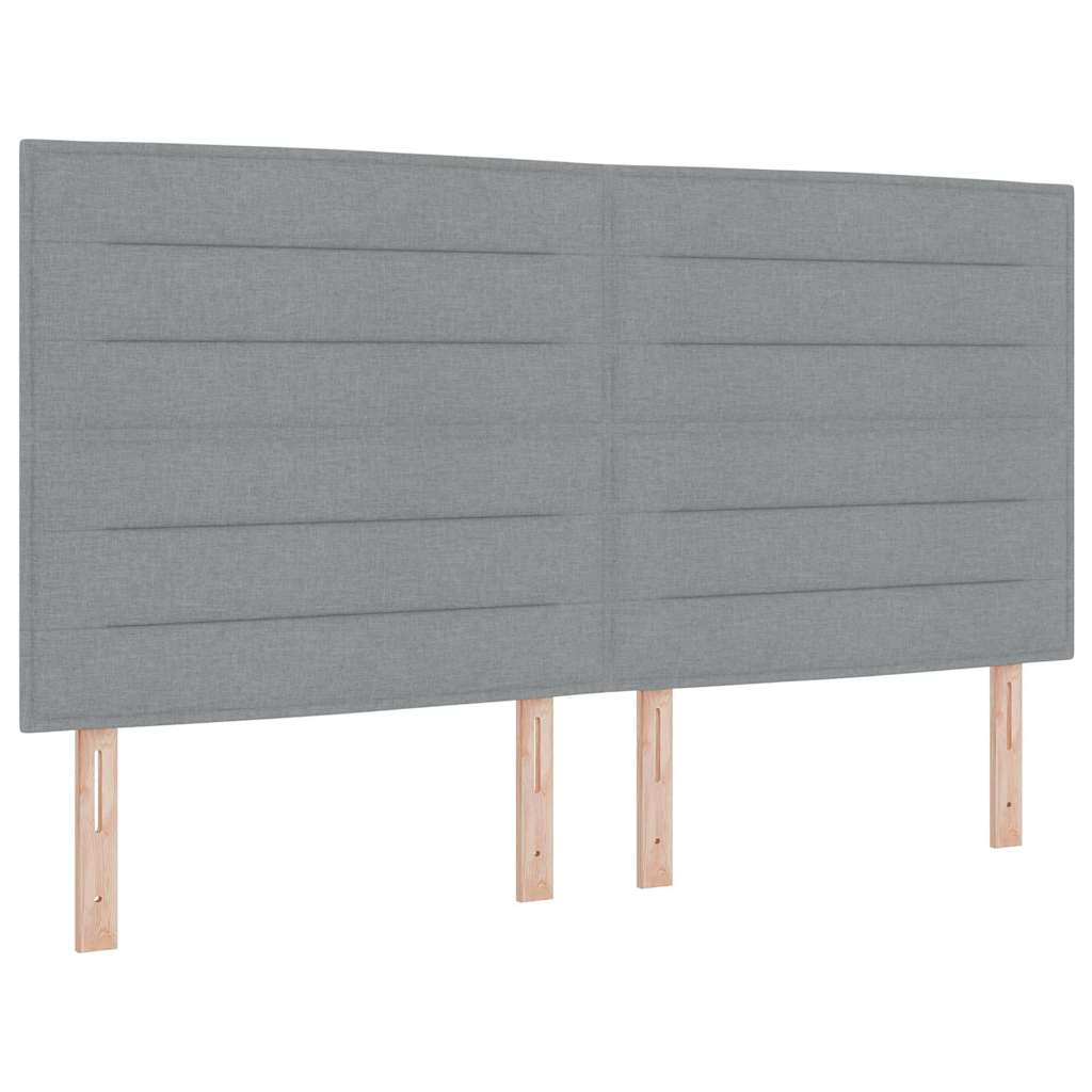 vidaXL Łóżko sprężynowe z poduszką Jasnoszary 200 x 200 cm tkanina