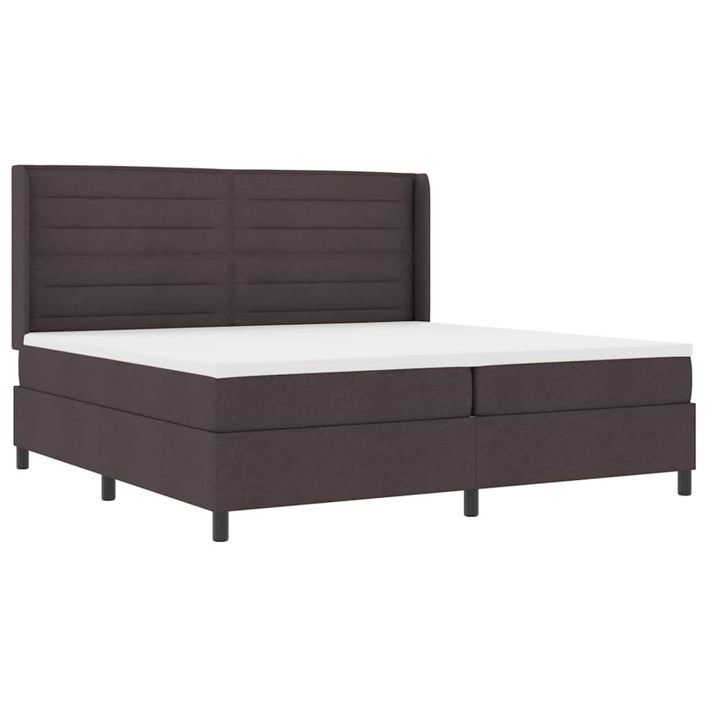 vidaXL Łóżko sprężynowe z materacem Ciemny brąz 200 x 200 cm tkanina