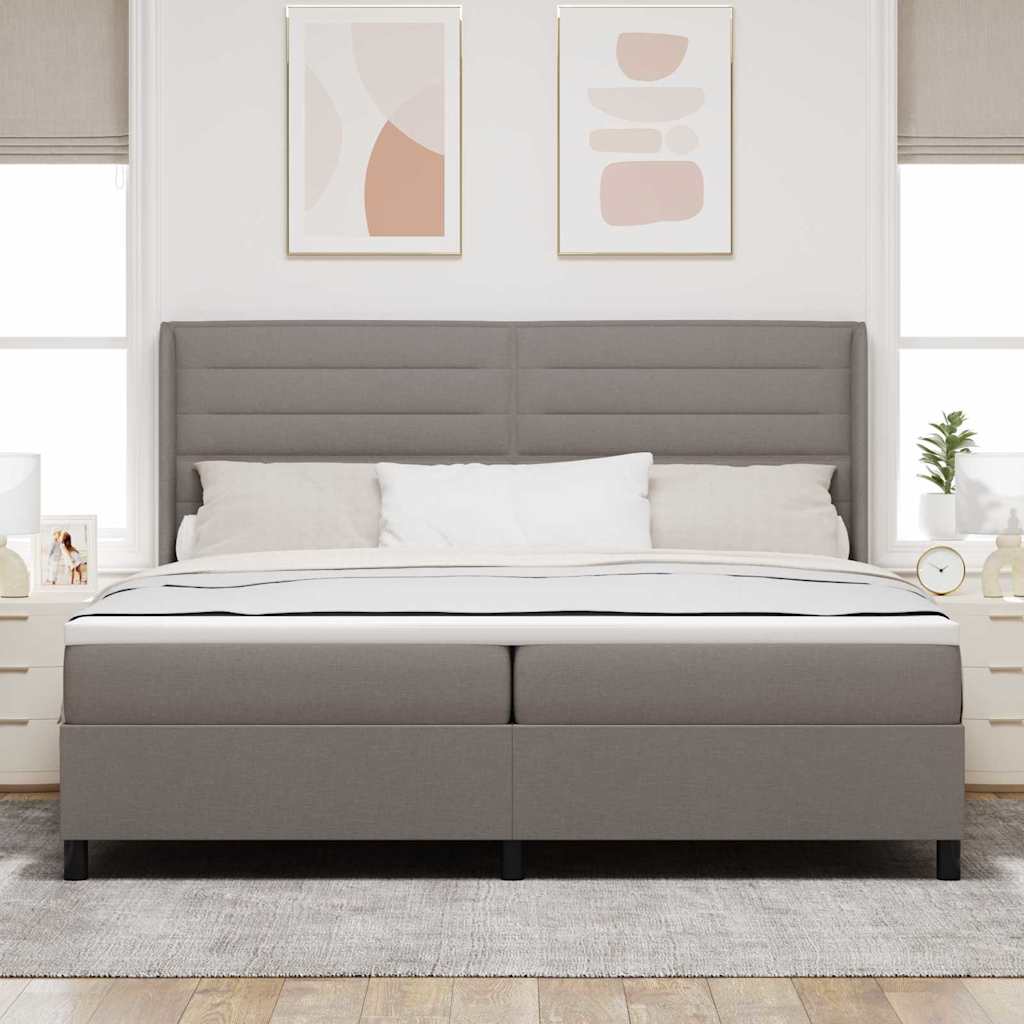 vidaXL Łóżko sprężynowe z materacem Ciemnoszary 200 x 200 cm tkanina