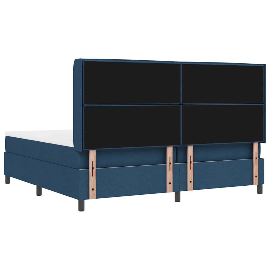 vidaXL Łóżko sprężynowe z materacem Niebieski 200 x 200 cm tkanina
