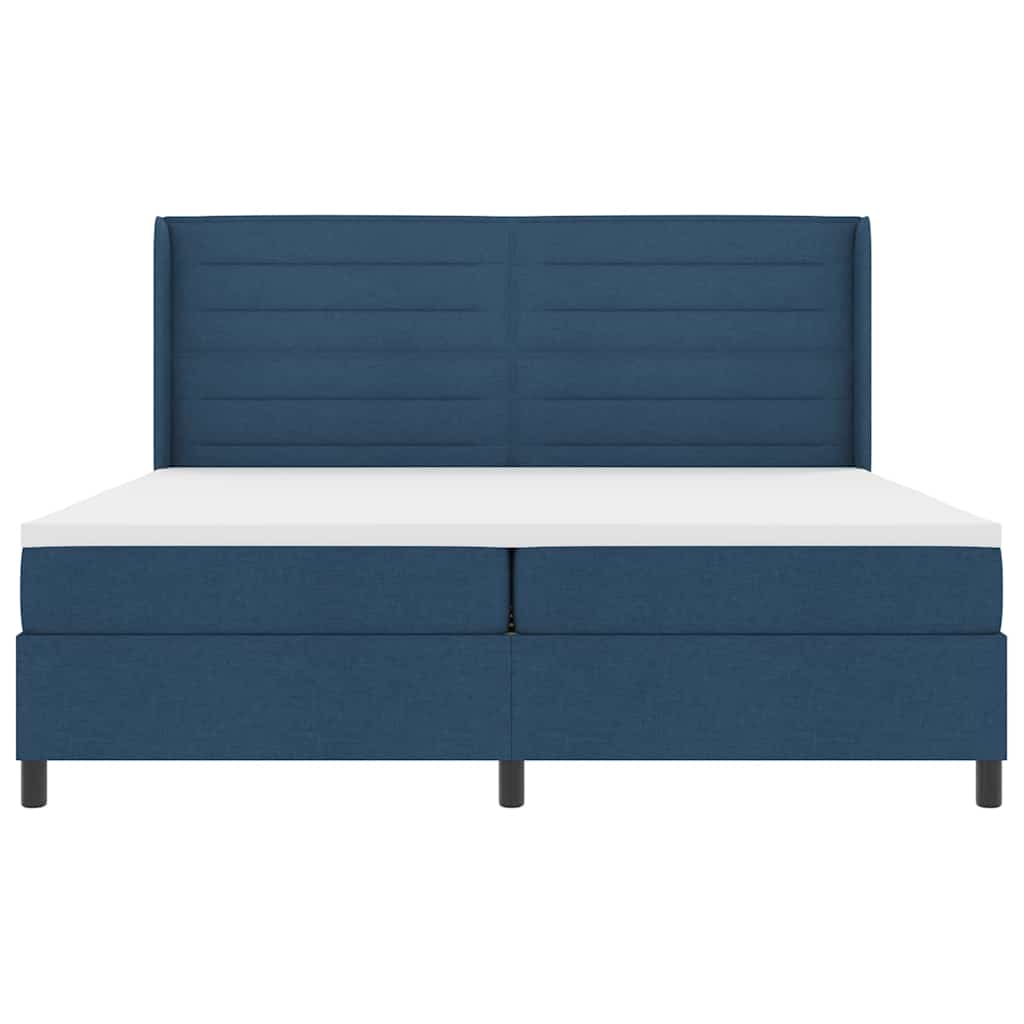 vidaXL Łóżko sprężynowe z materacem Niebieski 200 x 200 cm tkanina