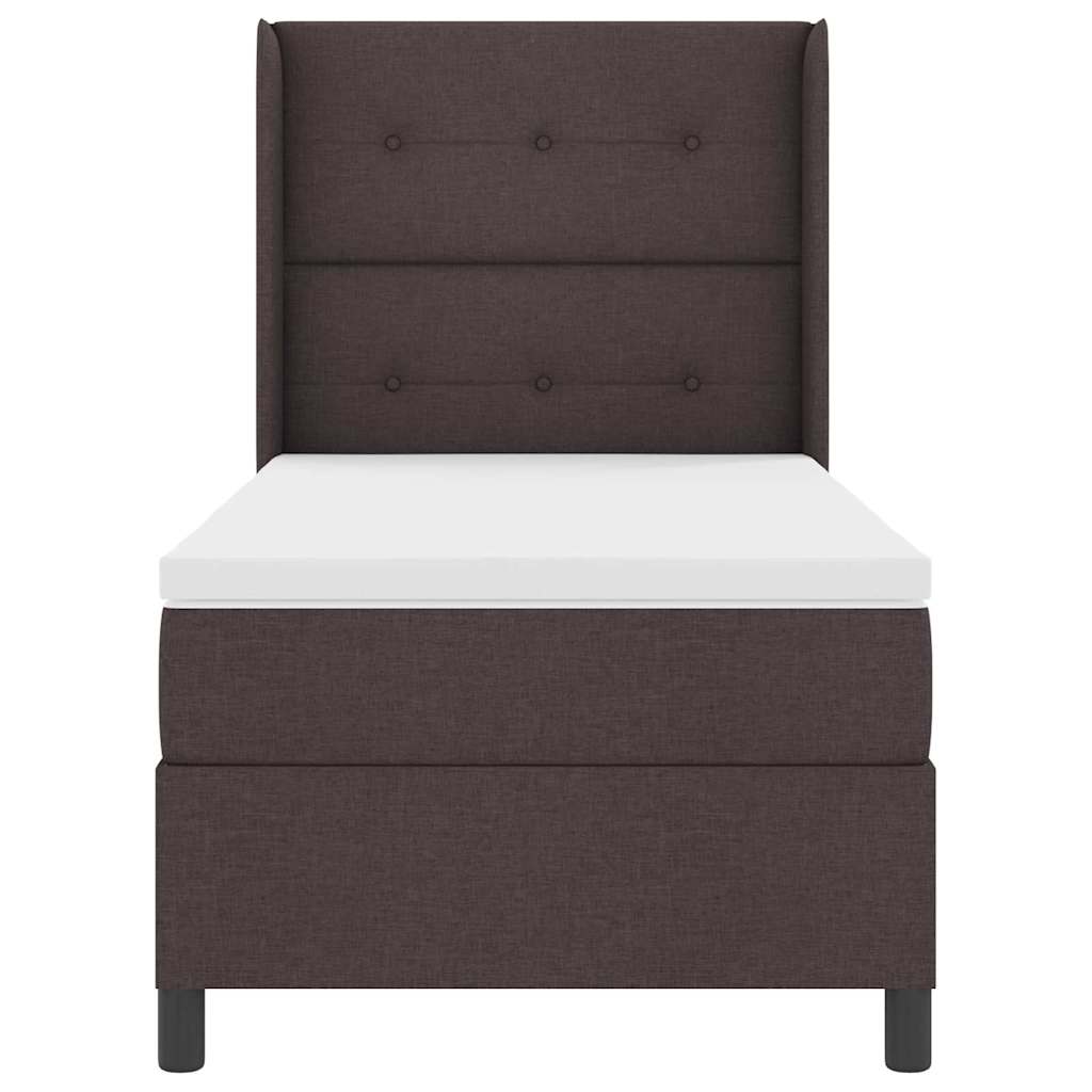 vidaXL Łóżko sprężynowe z poduszką Ciemny brąz 200 x 100 cm tkanina