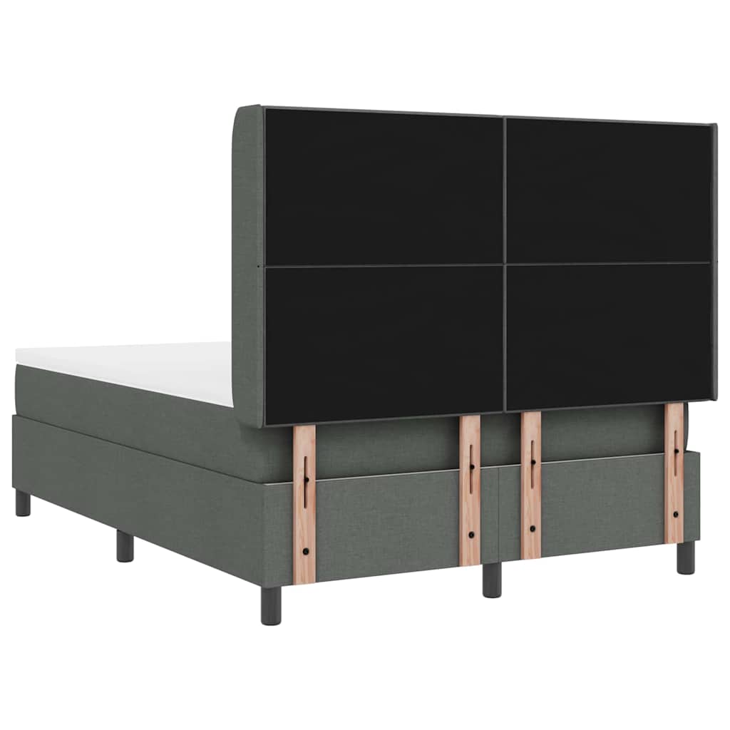 vidaXL Łóżko sprężynowe z materacem Ciemnoszary 190 x 140 cm tkanina