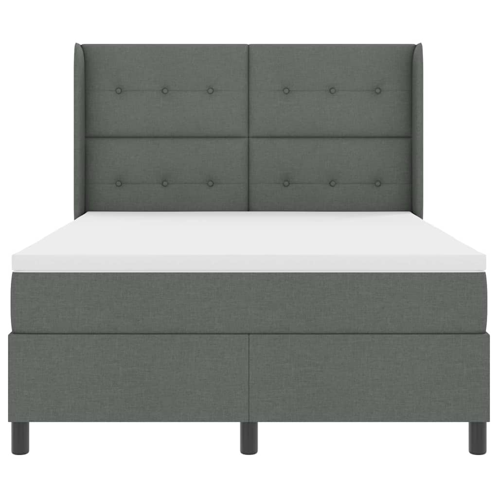 vidaXL Łóżko sprężynowe z materacem Ciemnoszary 200 x 140 cm tkanina