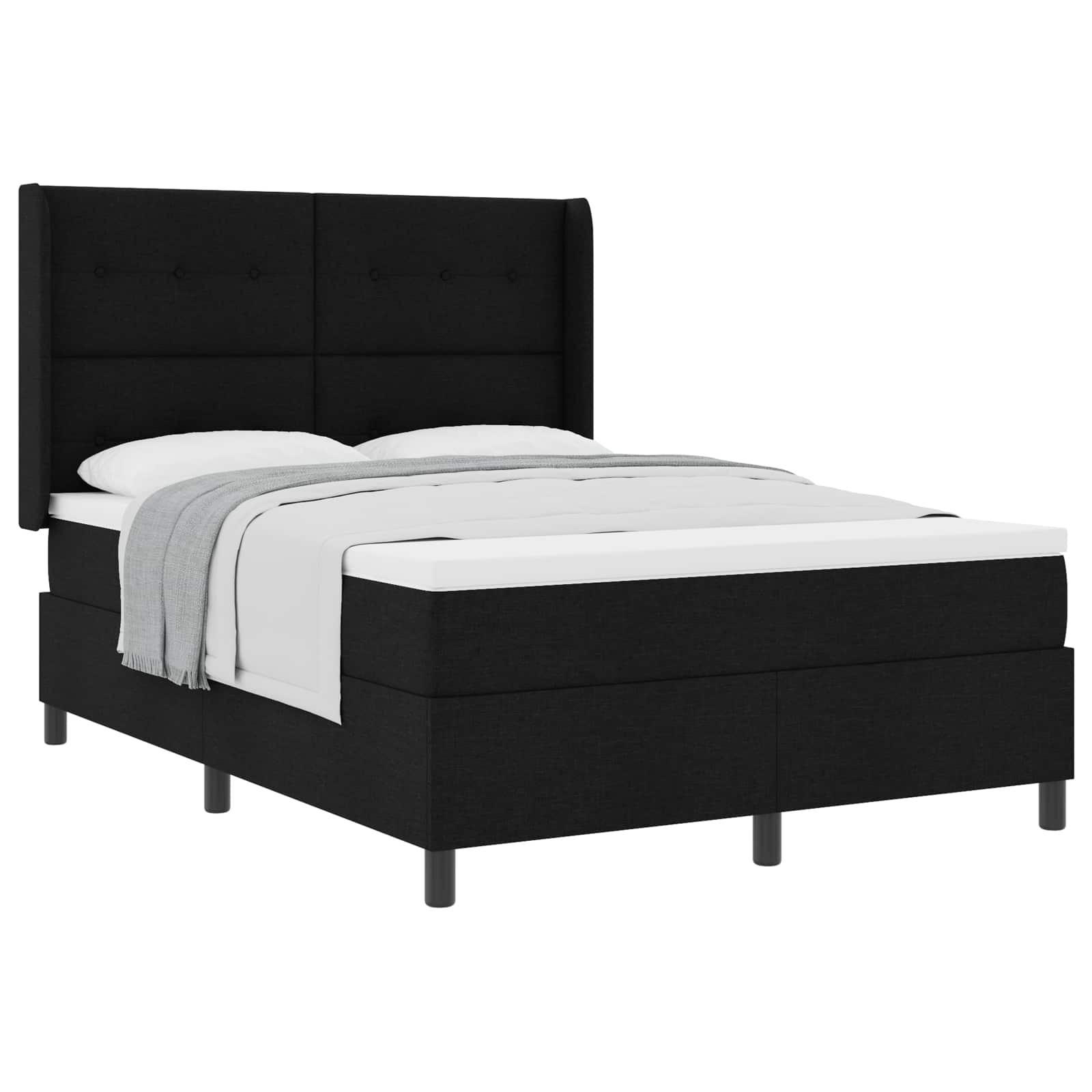 vidaXL Łóżko sprężynowe z materacem Czarny 200 x 140 cm tkanina