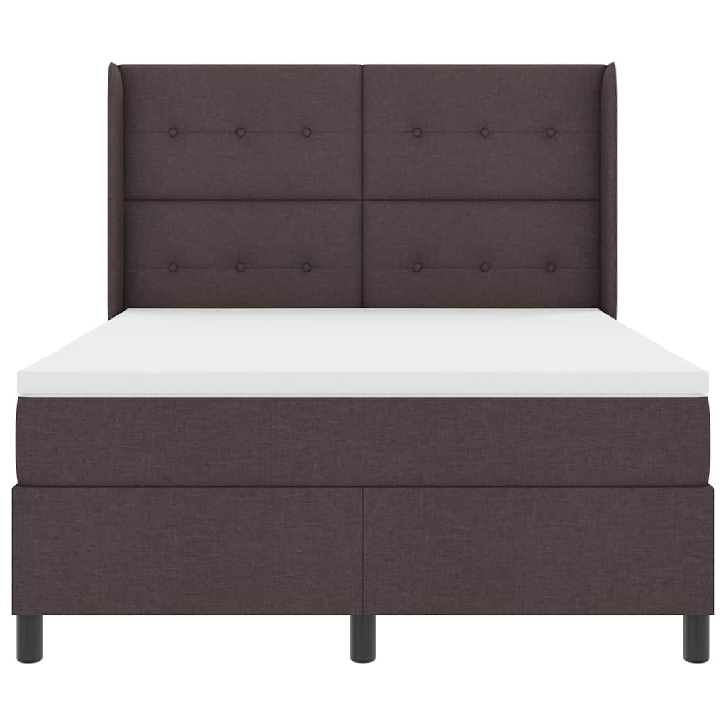 vidaXL Łóżko sprężynowe z materacem Ciemny brąz 200 x 160 cm tkanina