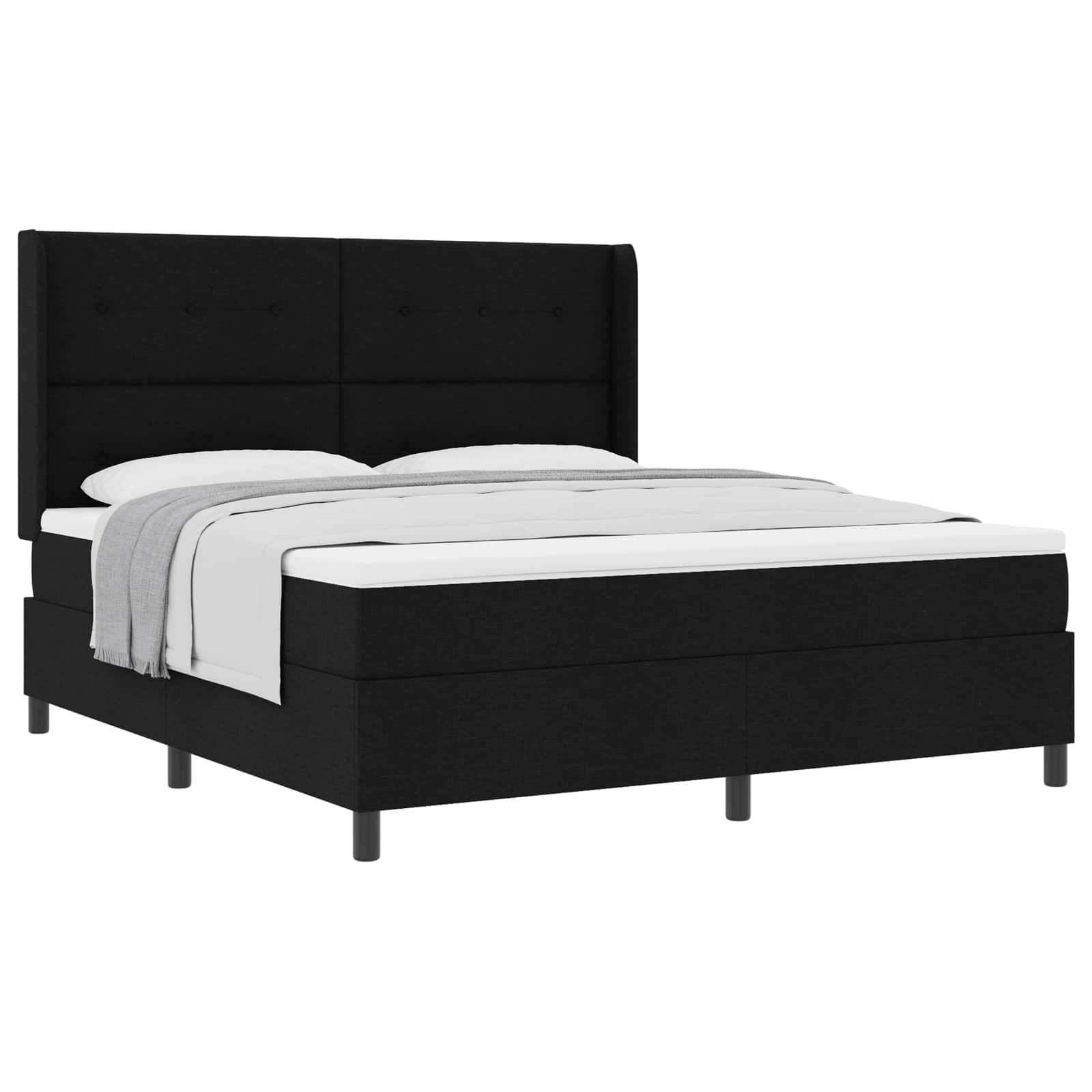 vidaXL Łóżko sprężynowe z materacem Czarny 200 x 180 cm tkanina