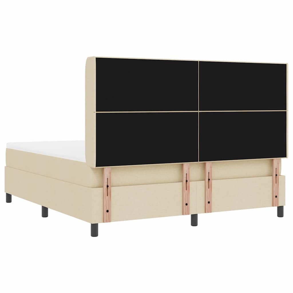 vidaXL Łóżko sprężynowe z materacem Kremowy 200 x 180 cm tkanina