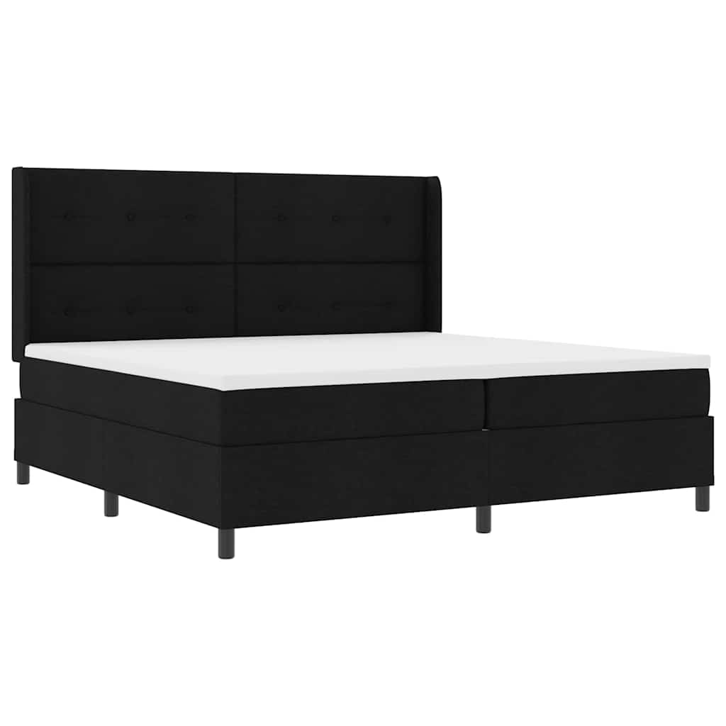 vidaXL Łóżko sprężynowe z poduszką Czarny 200 x 200 cm tkanina