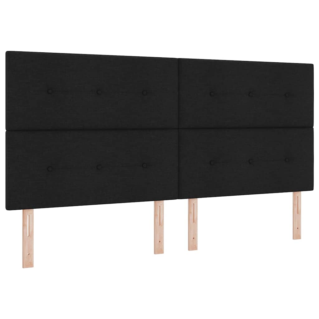 vidaXL Łóżko sprężynowe z poduszką Czarny 200 x 200 cm tkanina