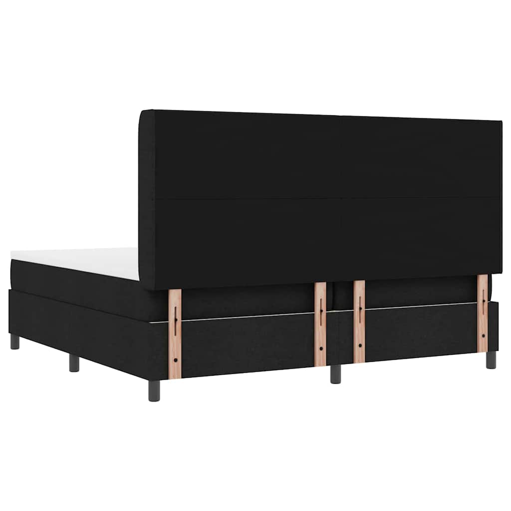 vidaXL Łóżko sprężynowe z poduszką Czarny 200 x 200 cm tkanina