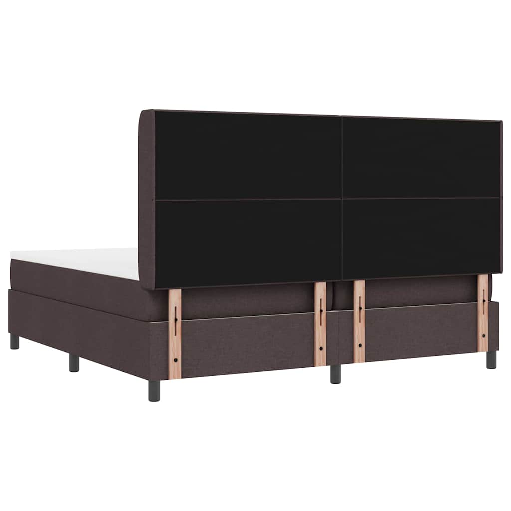 vidaXL Łóżko sprężynowe z poduszką Ciemny brąz 200 x 200 cm tkanina