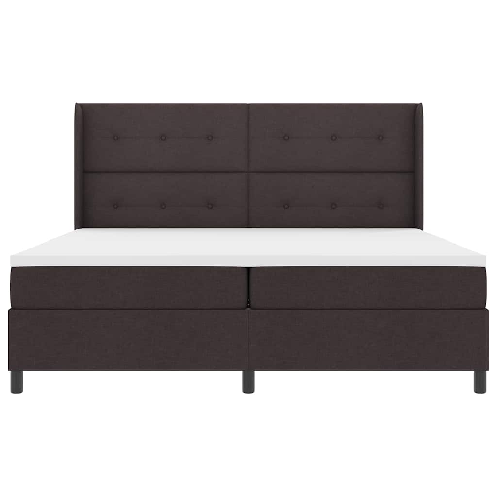 vidaXL Łóżko sprężynowe z poduszką Ciemny brąz 200 x 200 cm tkanina
