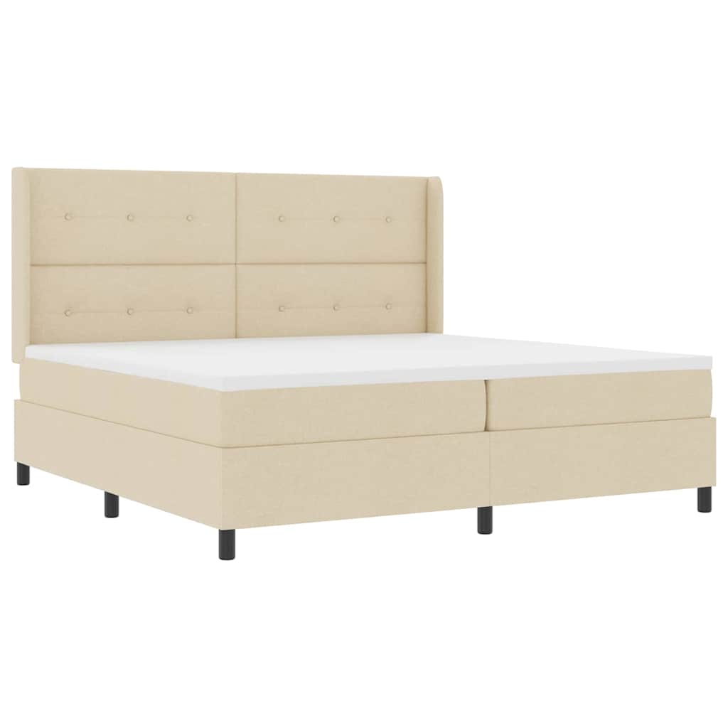 vidaXL Łóżko sprężynowe z materacem Kremowy 200 x 200 cm tkanina