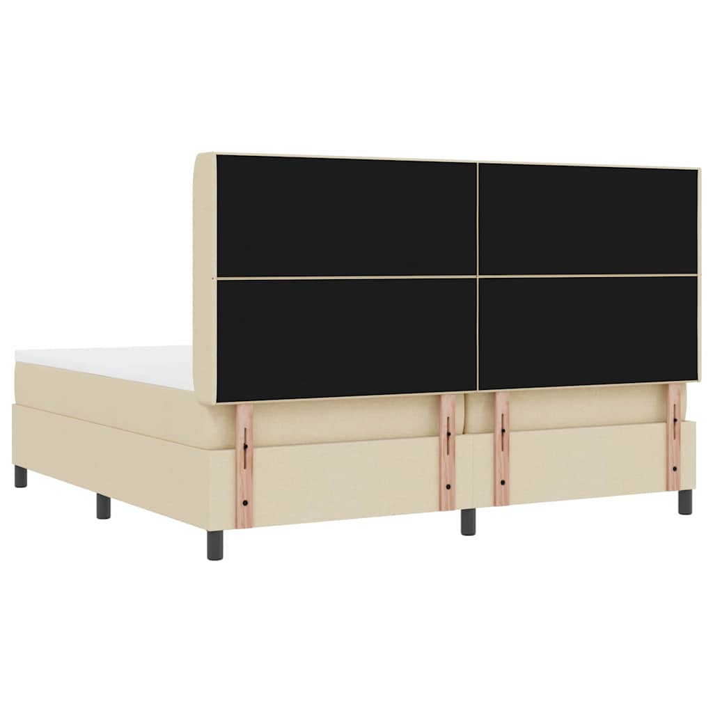 vidaXL Łóżko sprężynowe z materacem Kremowy 200 x 200 cm tkanina