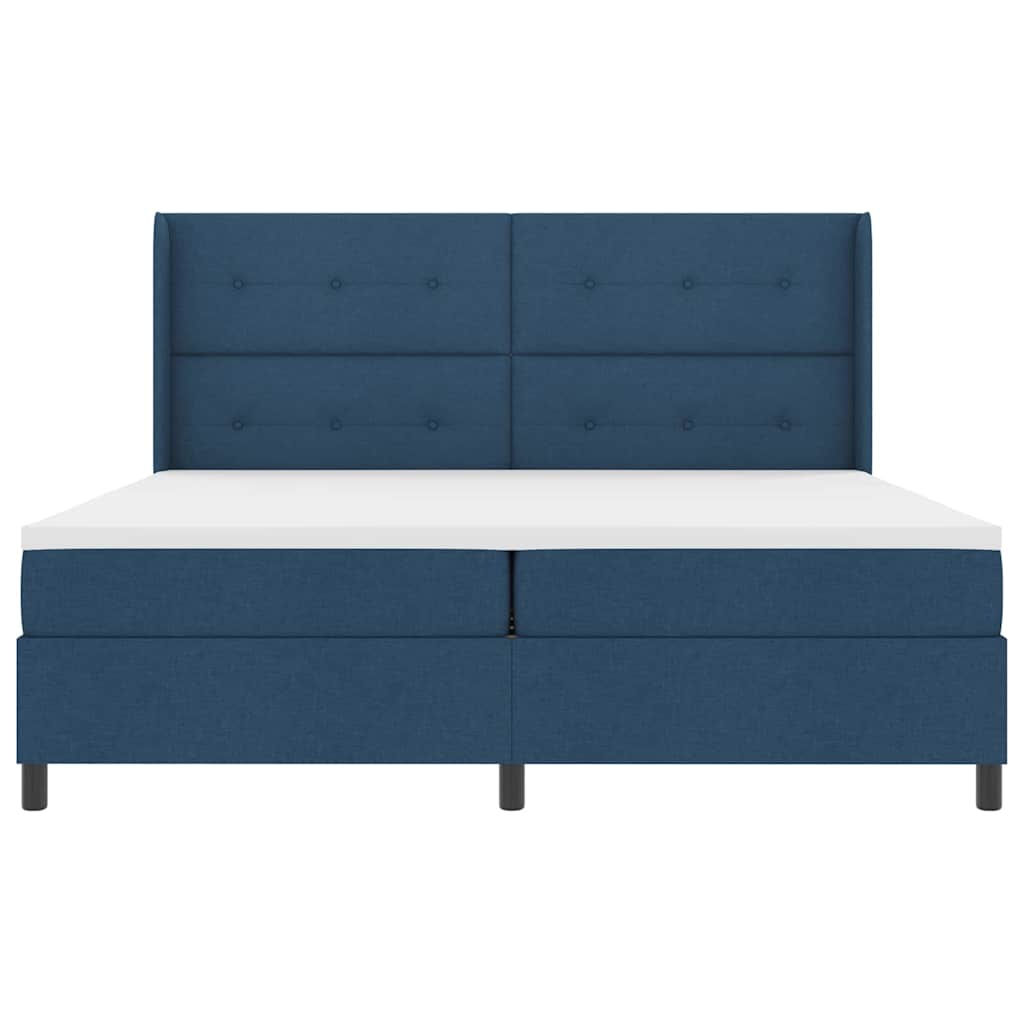 vidaXL Łóżko sprężynowe z materacem Niebieski 200 x 200 cm tkanina