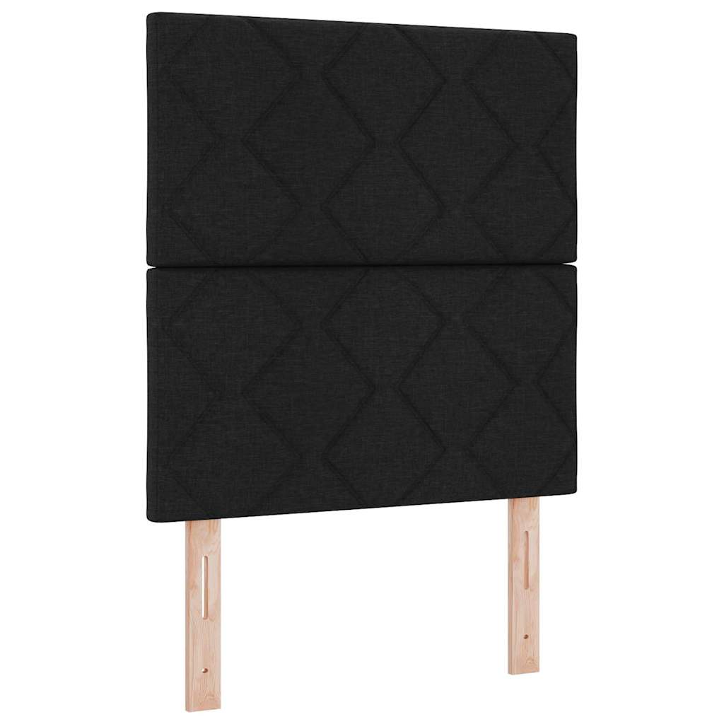vidaXL Łóżko sprężynowe z poduszką Czarny 200 x 80 cm tkanina