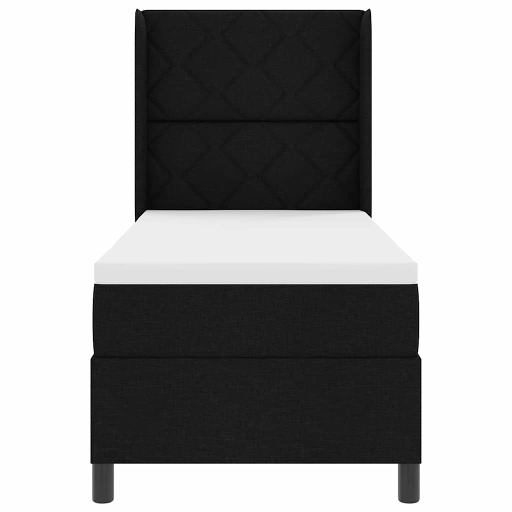 vidaXL Łóżko sprężynowe z poduszką Czarny 200 x 80 cm tkanina