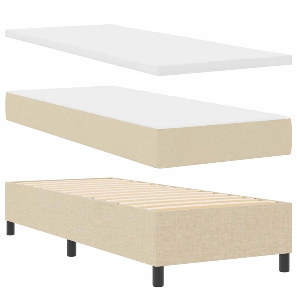 vidaXL Łóżko sprężynowe z poduszką Kremowy 200 x 80 cm tkanina