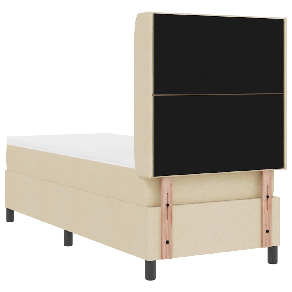 vidaXL Łóżko sprężynowe z poduszką Kremowy 200 x 80 cm tkanina