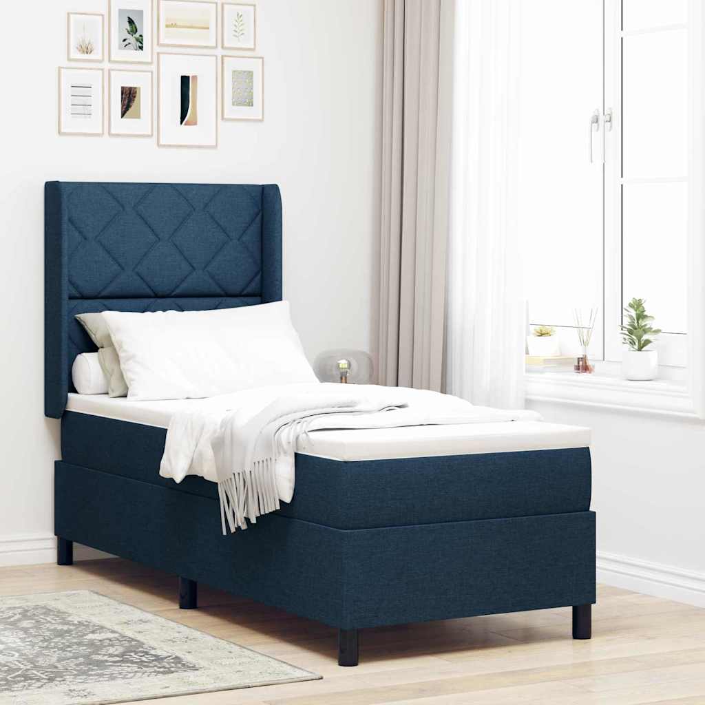 vidaXL Łóżko sprężynowe z poduszką Niebieski 200 x 80 cm tkanina