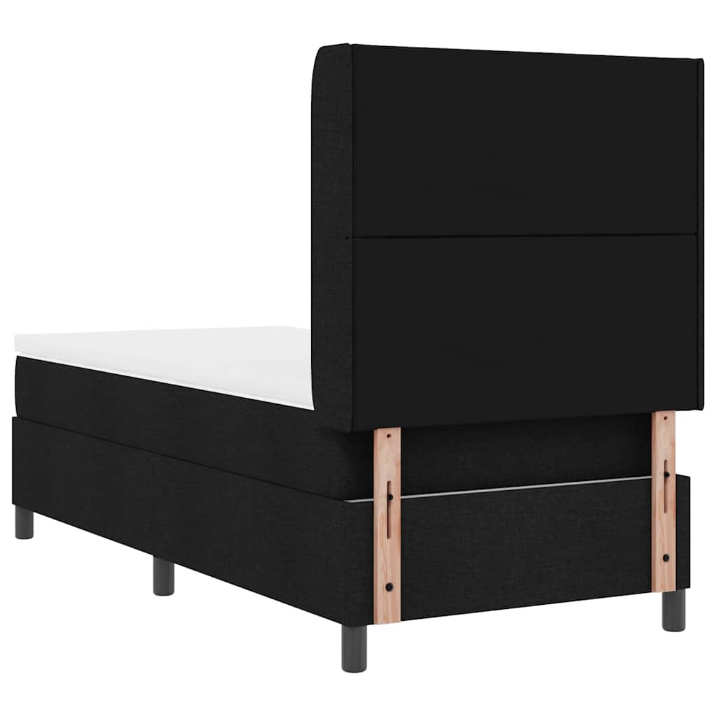 vidaXL Łóżko sprężynowe z poduszką Czarny 200 x 90 cm tkanina