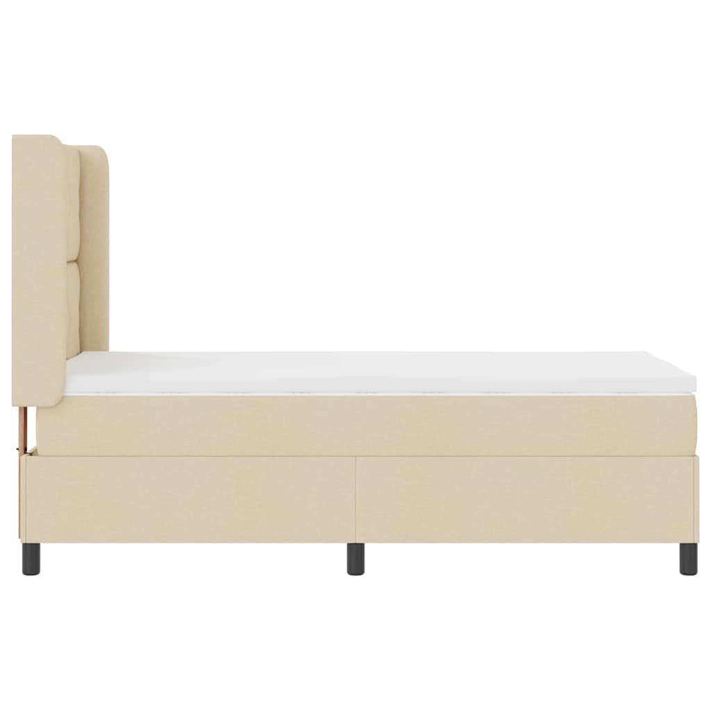 vidaXL Łóżko sprężynowe z poduszką Kremowy 200 x 90 cm tkanina