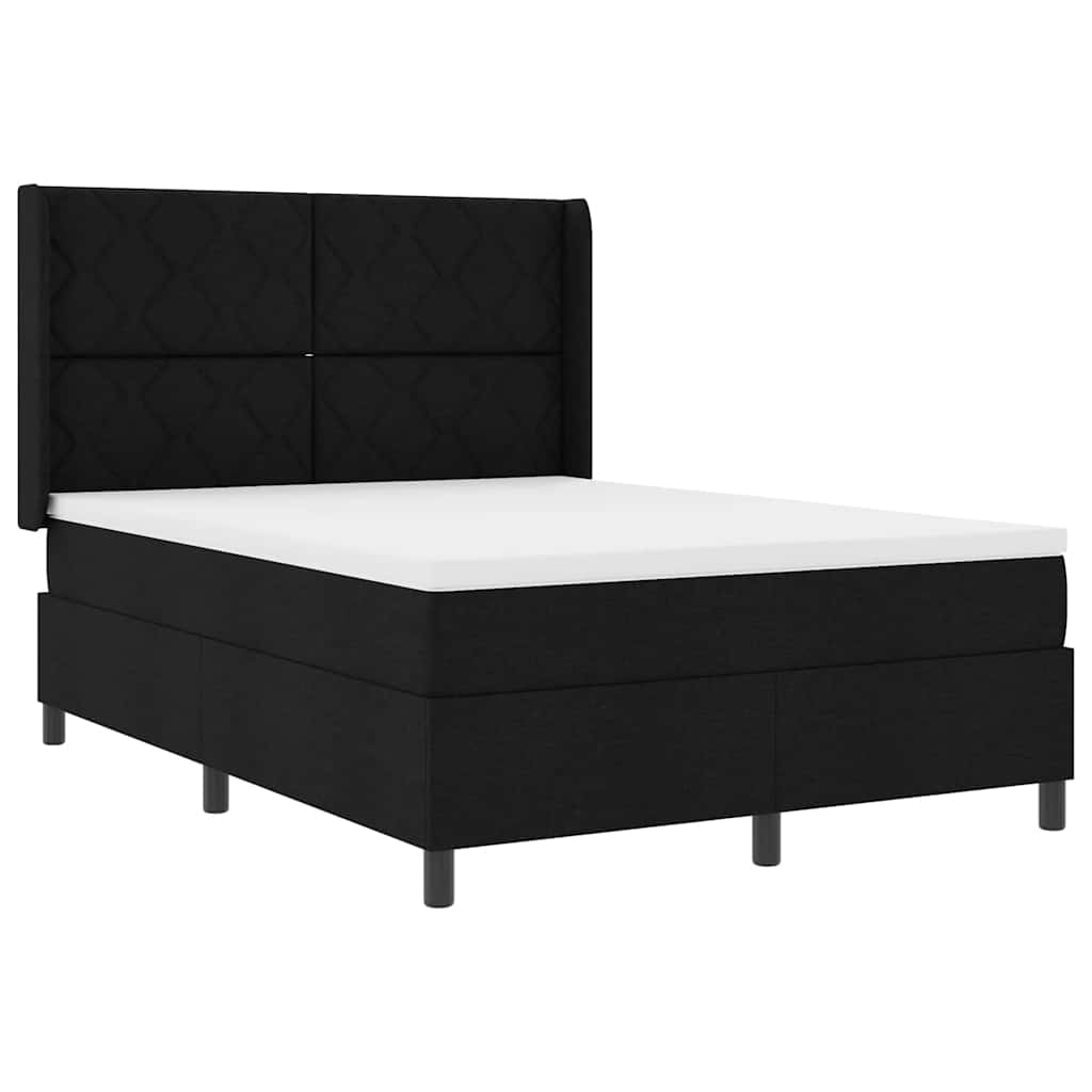 vidaXL Łóżko sprężynowe z poduszką Czarny 200 x 140 cm tkanina