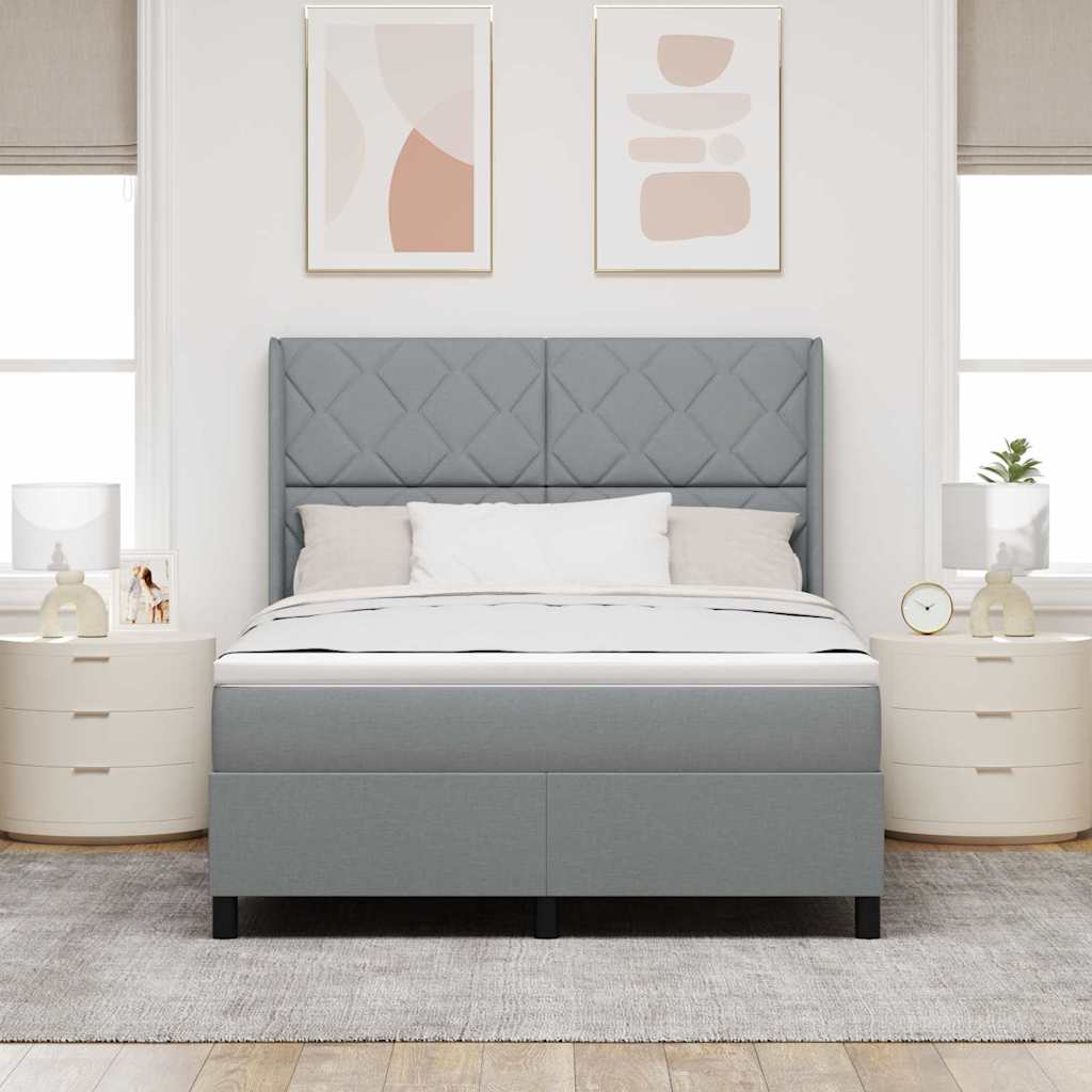 vidaXL Łóżko sprężynowe z poduszką Jasnoszary 200 x 160 cm tkanina