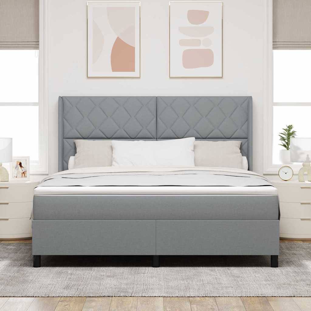 vidaXL Łóżko sprężynowe z poduszką Jasnoszary 200 x 180 cm tkanina