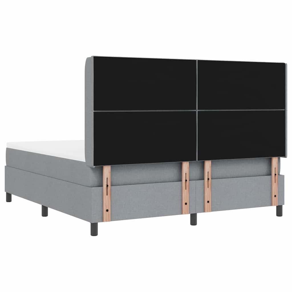 vidaXL Łóżko sprężynowe z poduszką Jasnoszary 200 x 180 cm tkanina