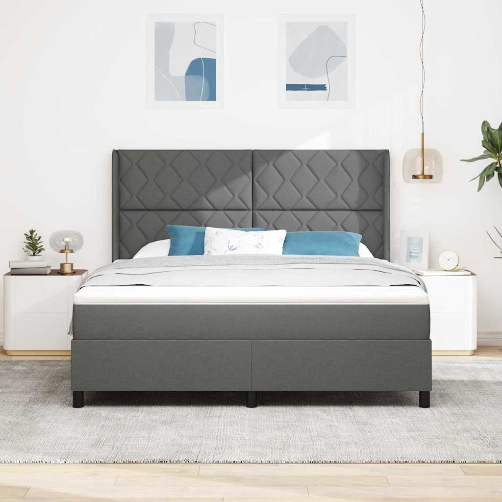 vidaXL Łóżko sprężynowe z poduszką Ciemnoszary 200 x 180 cm tkanina