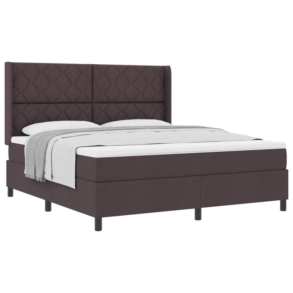 vidaXL Łóżko sprężynowe z poduszką Ciemny brąz 200 x 180 cm tkanina