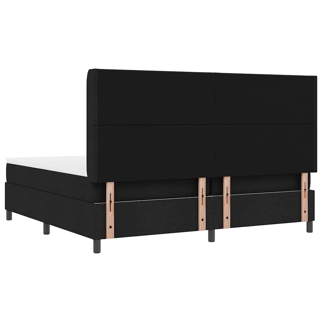 vidaXL Łóżko sprężynowe z materacem Czarny 200 x 200 cm tkanina