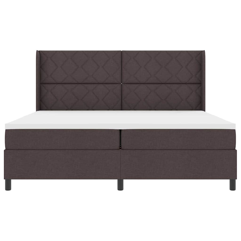 vidaXL Łóżko sprężynowe z materacem Ciemny brąz 200 x 200 cm tkanina
