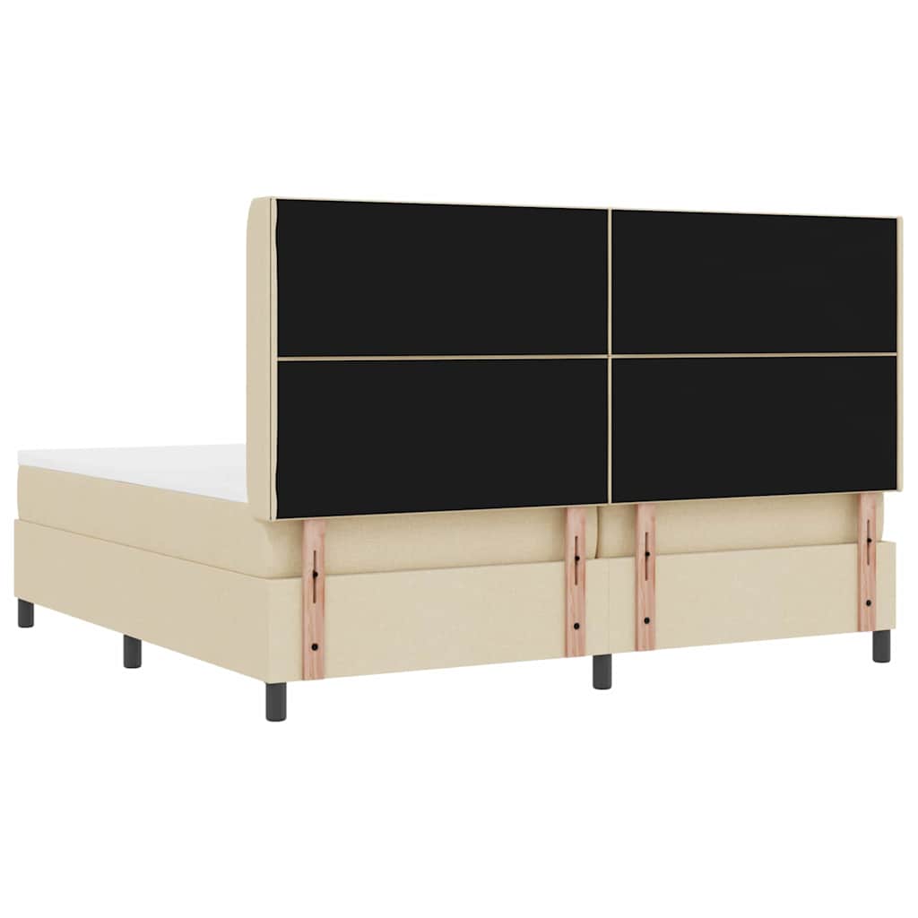 vidaXL Łóżko sprężynowe z materacem Kremowy 200 x 200 cm tkanina