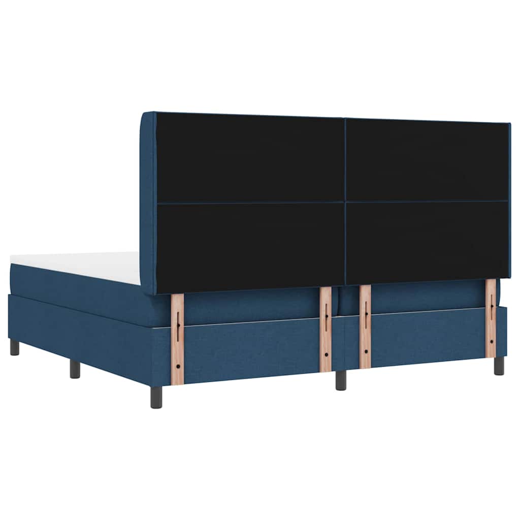 vidaXL Łóżko sprężynowe z materacem Niebieski 200 x 200 cm tkanina