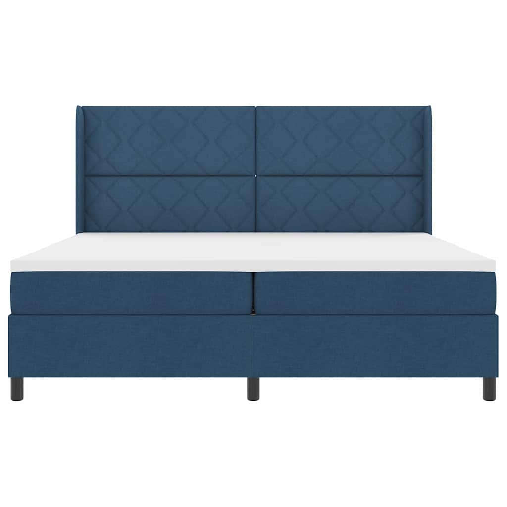 vidaXL Łóżko sprężynowe z materacem Niebieski 200 x 200 cm tkanina
