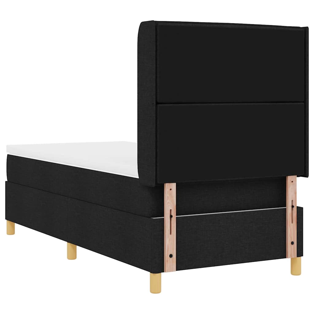 vidaXL Łóżko sprężynowe z materacem Czarny 80 x 200 cm tkanina