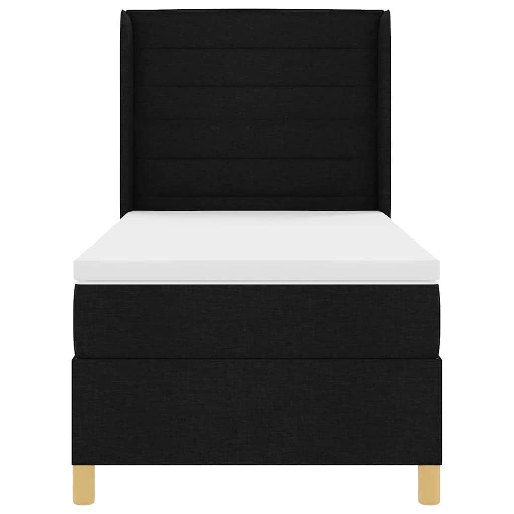 vidaXL Łóżko sprężynowe z materacem Czarny 80 x 200 cm tkanina