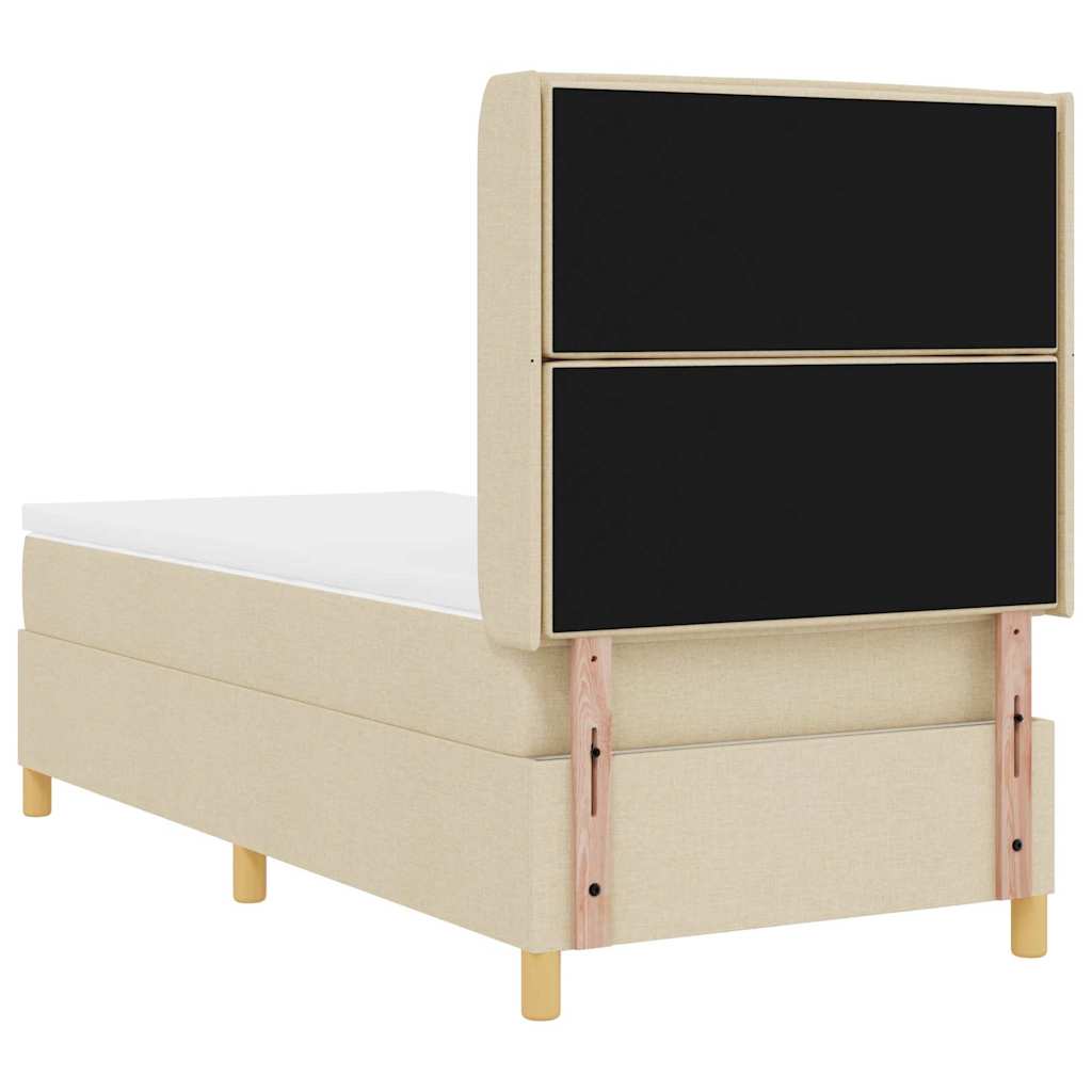 vidaXL Łóżko sprężynowe z materacem Kremowy 80 x 200 cm tkanina
