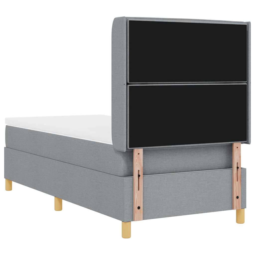vidaXL Łóżko sprężynowe z materacem Jasnoszary 90 x 190 cm tkanina