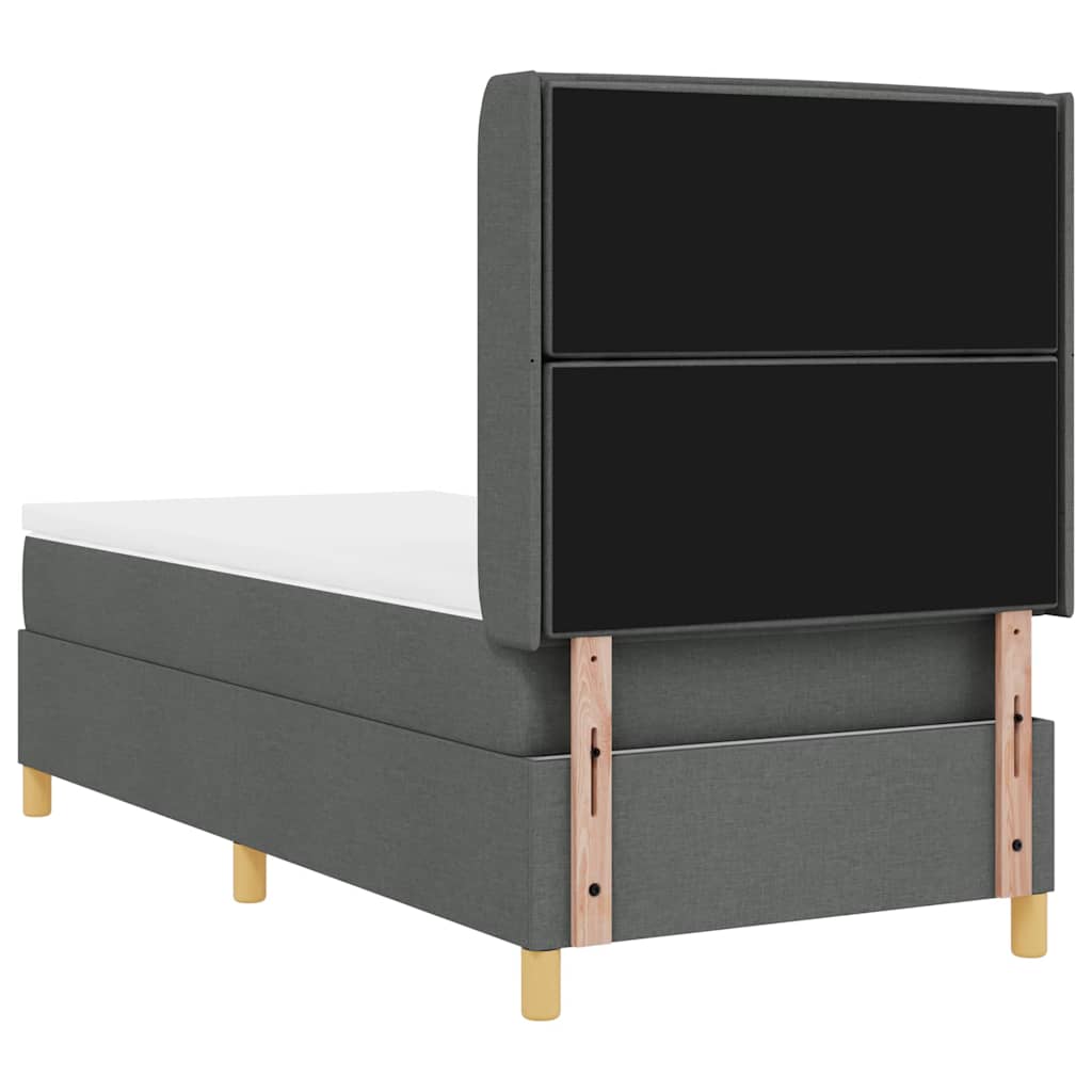 vidaXL Łóżko sprężynowe z materacem Ciemnoszary 90 x 190 cm tkanina