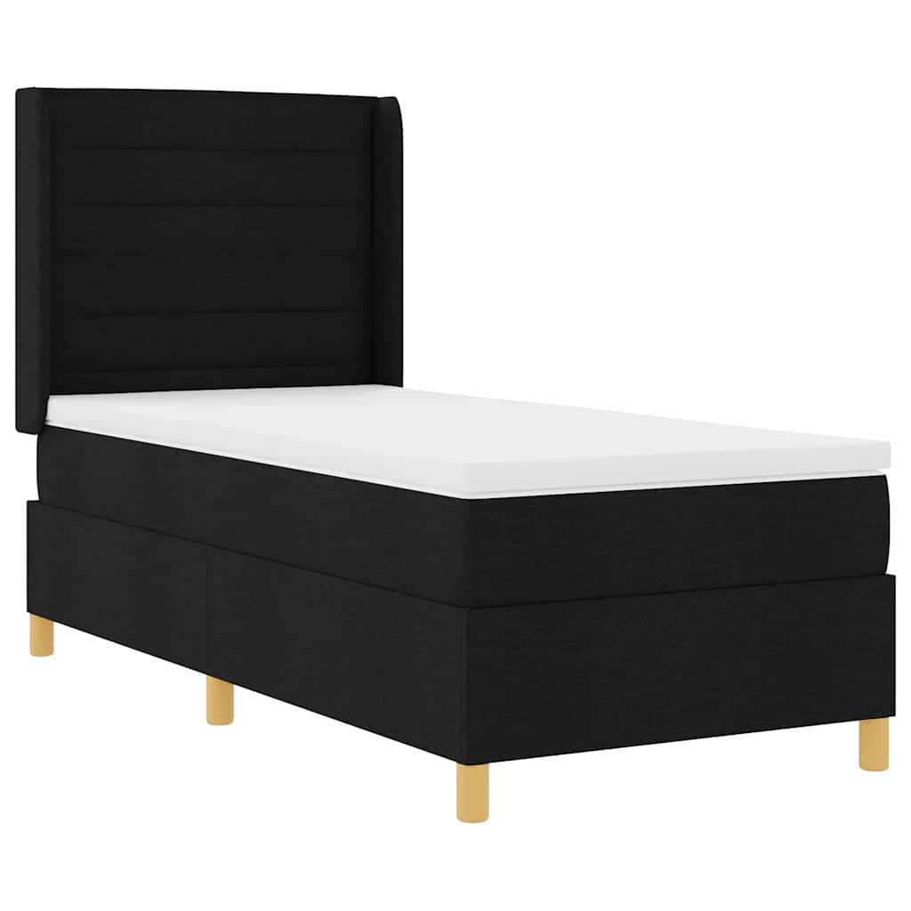 vidaXL Łóżko sprężynowe z materacem Czarny 90 x 200 cm tkanina