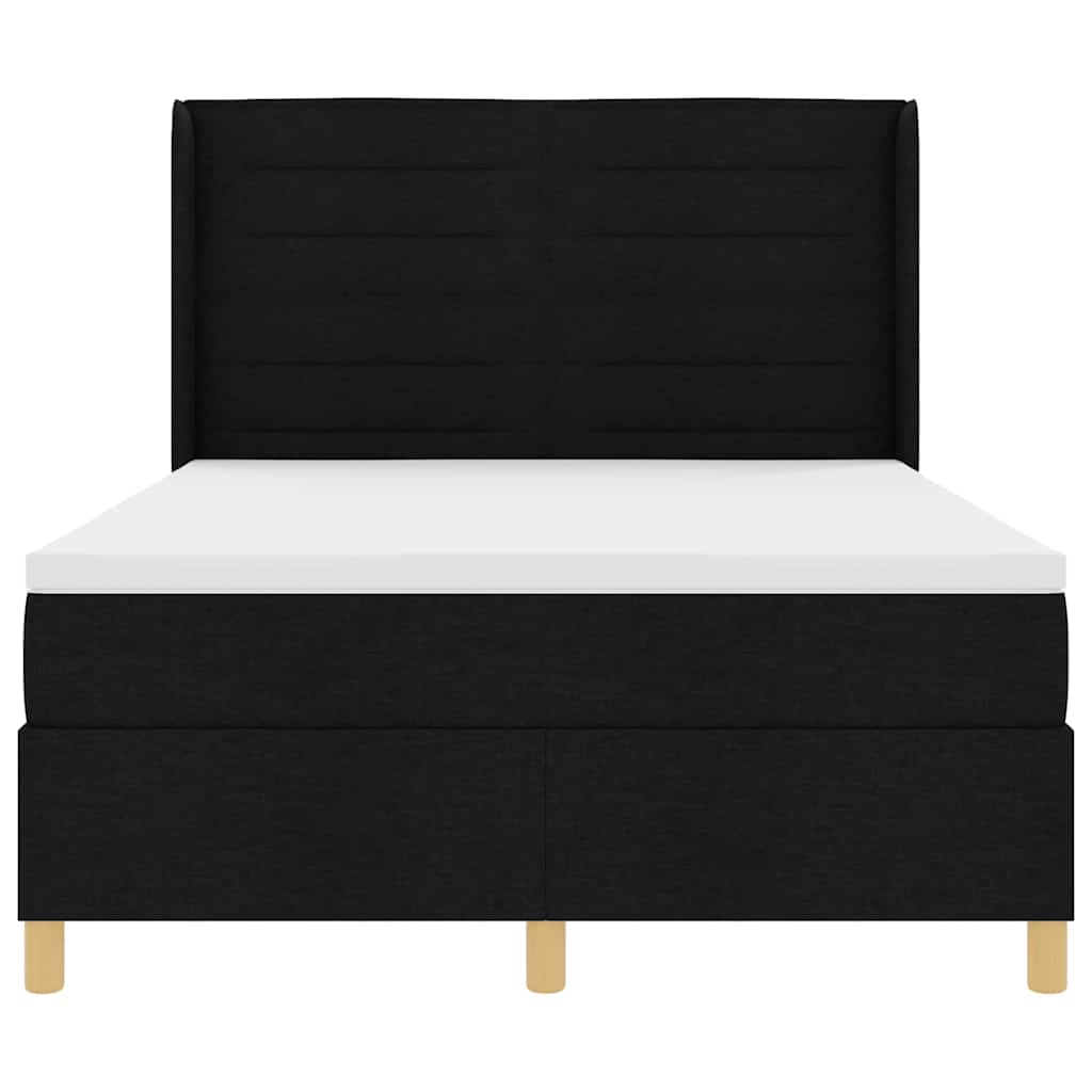 vidaXL Łóżko sprężynowe z materacem Czarny 140 x 190 cm tkanina