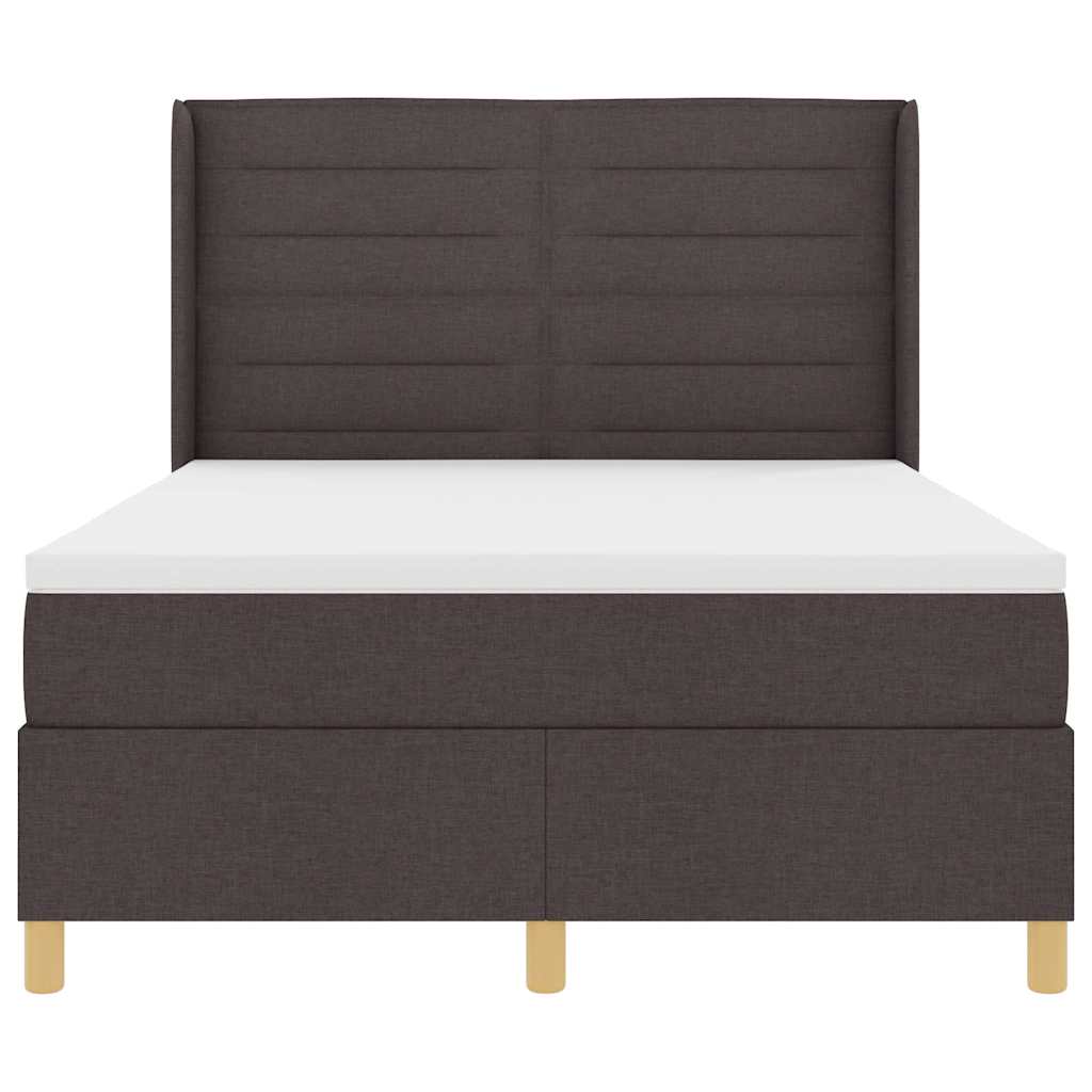 vidaXL Łóżko sprężynowe z materacem Ciemny brąz 160 x 200 cm tkanina